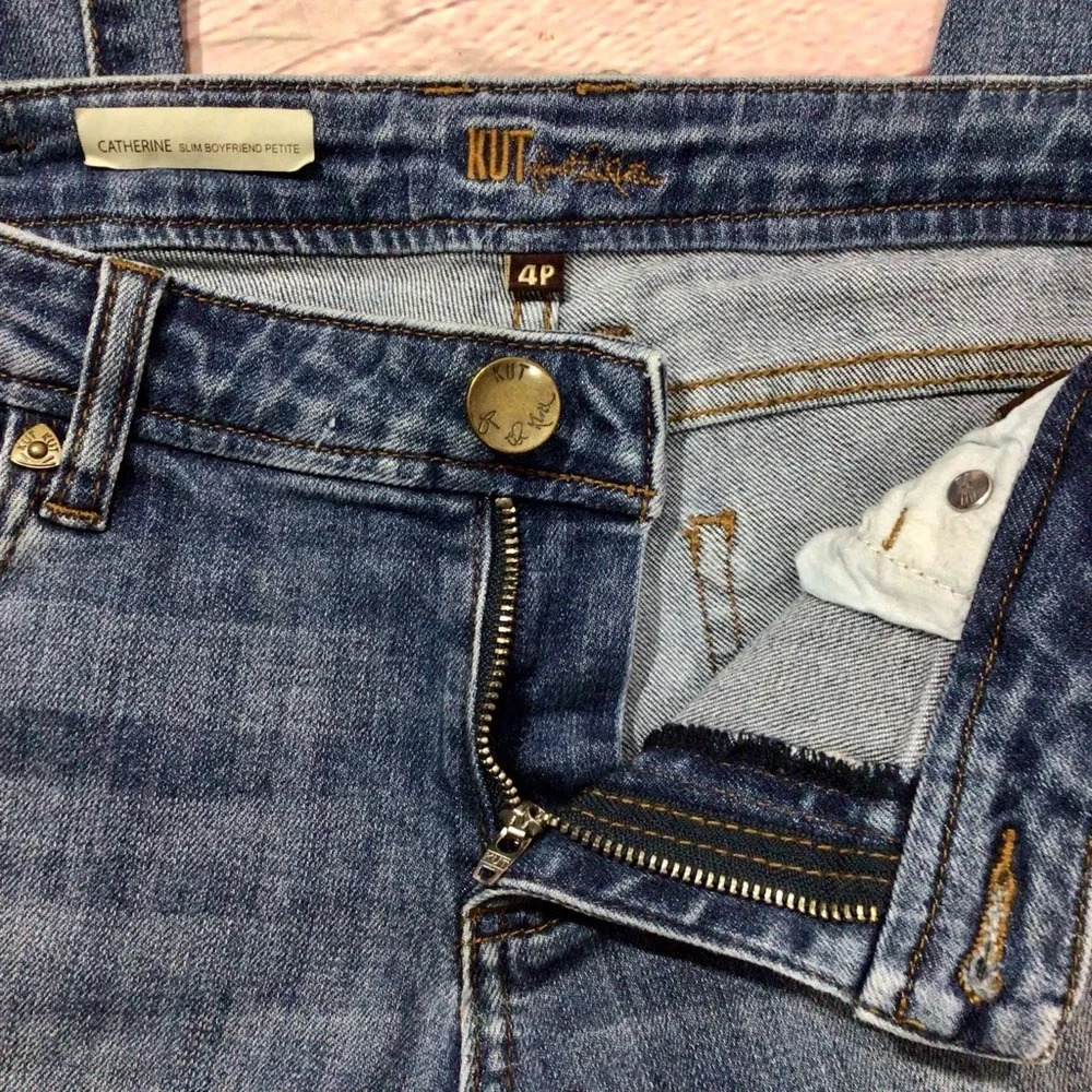 Kut From the Kloth Catherine Slim Boyfriend Distressed Jeans - Size 4 Petite - Picture 8 of 12